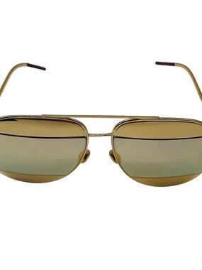 CHRISTIAN DIOR GOLD / SILVER DIOR SPLIT 1 METAL FRAME AVIATOR SUNGLASSES